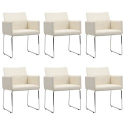 vidaXL Sillas de comedor 6 unidades tela apariencia de lino blanco 