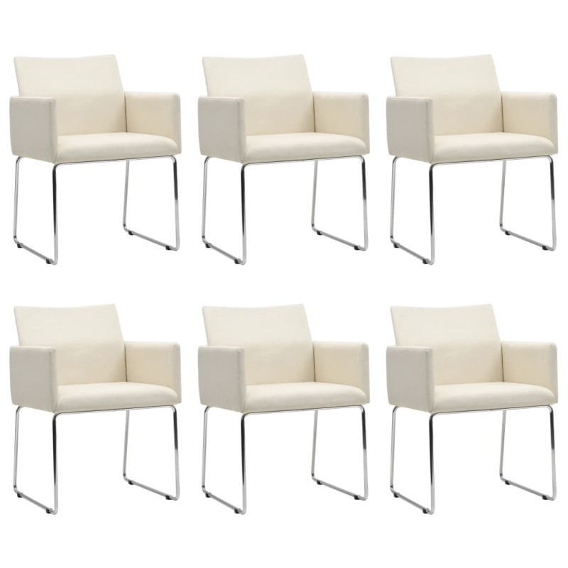 vidaXL Sillas de comedor 6 unidades tela apariencia de lino blanco vidaXL Sillas de comedor 6 unidades tela apariencia de lino blanco