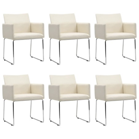 vidaXL Sillas de comedor 6 unidades tela apariencia de lino blanco 