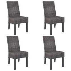 vidaXL Sillas de comedor 4 unidades ratán Kubu y madera mango marrón  