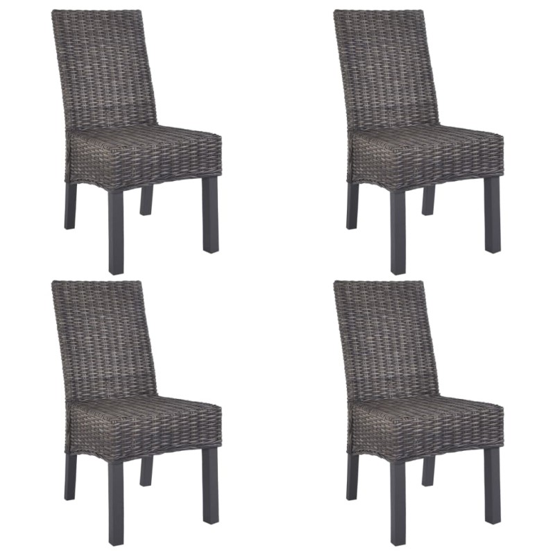 vidaXL Sillas de comedor 4 unidades ratán Kubu y madera mango marrón vidaXL Sillas de comedor 4 unidades ratán Kubu y madera mango marrón