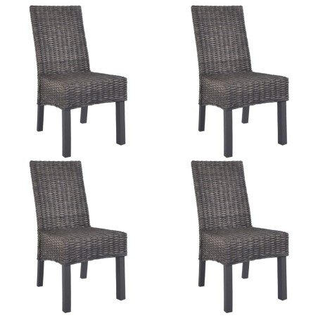 vidaXL Sillas de comedor 4 unidades ratán Kubu y madera mango marrón  