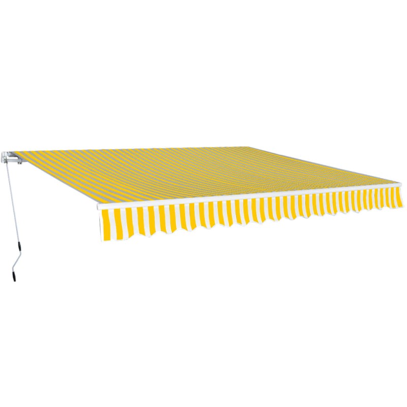 vidaXL Toldo plegable de operación manual 400 cm amarillo y blanco vidaXL Toldo plegable de operación manual 400 cm amarillo y blanco