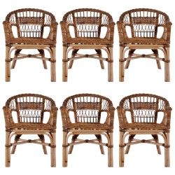 vidaXL Sillas de jardín 6 unidades ratán natural marrón