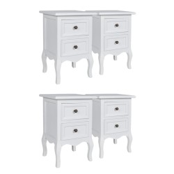 vidaXL Mesitas de noche 4 unidades con 2 cajones MDF blancas