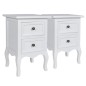 vidaXL Mesitas de noche 4 unidades con 2 cajones MDF blancas vidaXL Mesitas de noche 4 unidades con 2 cajones MDF blancas
