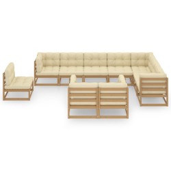 vidaXL Set de muebles de jardín 10 pzs cojines madera pino marrón miel