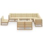 vidaXL Set de muebles de jardín 10 pzs cojines madera pino marrón miel vidaXL Set de muebles de jardín 10 pzs cojines madera pino marrón miel