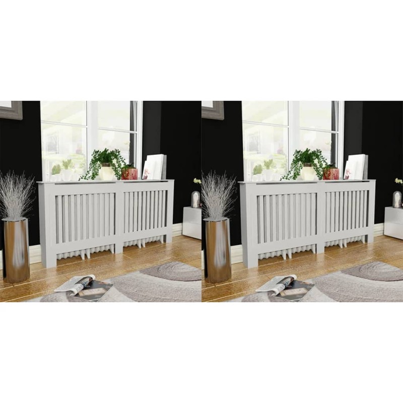 vidaXL Cubiertas para radiador 2 unidades MDF blanco 172 cm vidaXL Cubiertas para radiador 2 unidades MDF blanco 172 cm