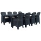 vidaXL Comedor de jardín 9 piezas plástico aspecto de ratán antracita vidaXL Comedor de jardín 9 piezas plástico aspecto de ratán antracita