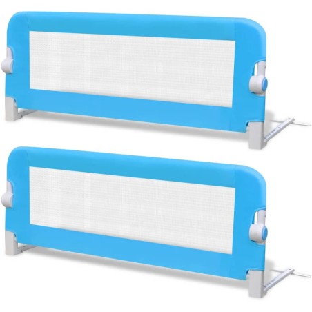 vidaXL Barandilla de seguridad cama de niño 2 uds azul 102x42 cm