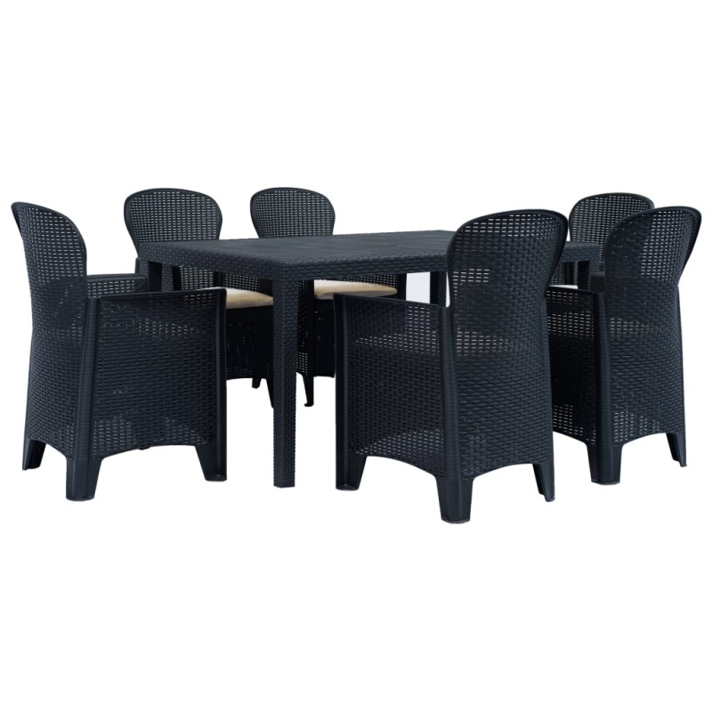 vidaXL Comedor de jardín 7 piezas plástico aspecto de ratán antracita vidaXL Comedor de jardín 7 piezas plástico aspecto de ratán antracita