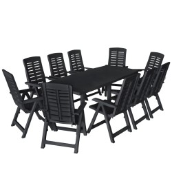 vidaXL Conjunto de comedor de jardín 11 piezas plástico gris antracita