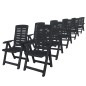 vidaXL Conjunto de comedor de jardín 11 piezas plástico gris antracita vidaXL Conjunto de comedor de jardín 11 piezas plástico gris antracita