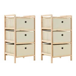 vidaXL Estantes con 3 cestas de tela 2 unidades madera de cedro beige