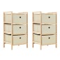 vidaXL Estantes con 3 cestas de tela 2 unidades madera de cedro beige