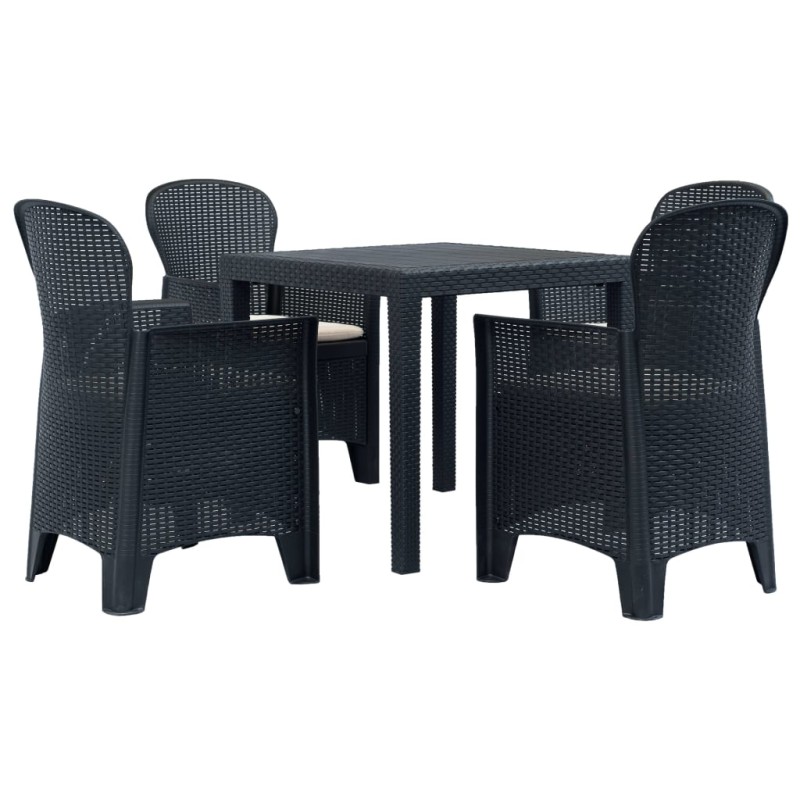 vidaXL Comedor de jardín 5 pzas plástico gris antracita aspecto ratán