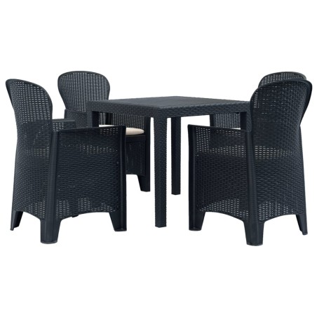vidaXL Comedor de jardín 5 pzas plástico gris antracita aspecto ratán