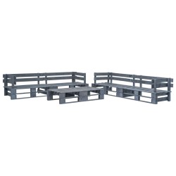 vidaXL Set de muebles de palets para jardín 6 piezas madera gris