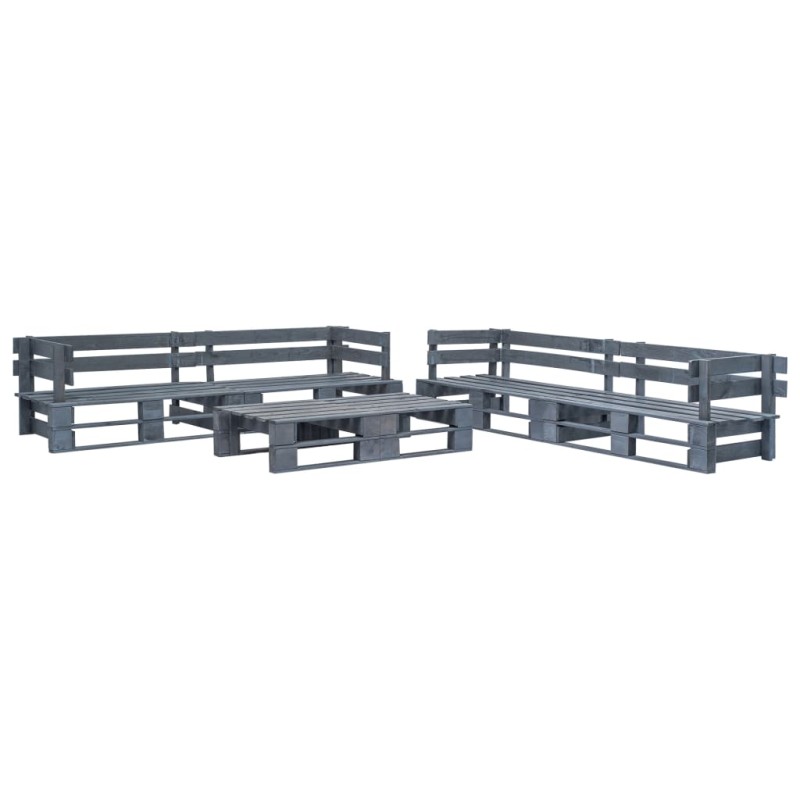 vidaXL Set de muebles de palets para jardín 6 piezas madera gris vidaXL Set de muebles de palets para jardín 6 piezas madera gris