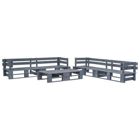 vidaXL Set de muebles de palets para jardín 6 piezas madera gris