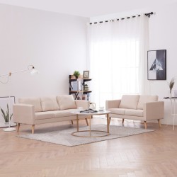 vidaXL Conjunto de sofás 2 piezas tela color crema