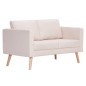 vidaXL Conjunto de sofás 2 piezas tela color crema