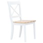 vidaXL Juego de comedor 5 piezas madera maciza de caucho blanco marrón vidaXL Juego de comedor 5 piezas madera maciza de caucho blanco marrón