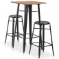 vidaXL Conjunto de mesa alta y taburetes 3 piezas acero negro vidaXL Conjunto de mesa alta y taburetes 3 piezas acero negro