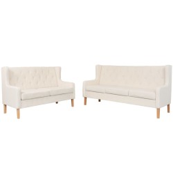 vidaXL Conjunto de sofás 2 piezas tela blanco crema