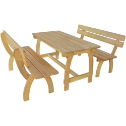 vidaXL Mesa de jardín con 2 bancos madera de pino impregnada 