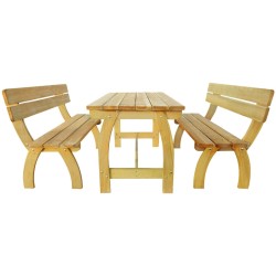 vidaXL Mesa de jardín con 2 bancos madera de pino impregnada 