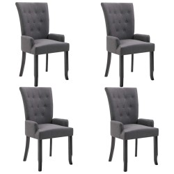 vidaXL Sillas de comedor con reposabrazos 4 unidades tela gris oscuro 