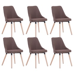 vidaXL Sillas de comedor 6 unidades tela marrón
