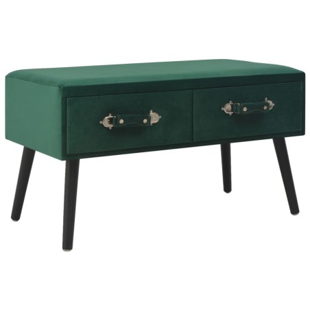 vidaXL Banco con cajones terciopelo verde 80 cm