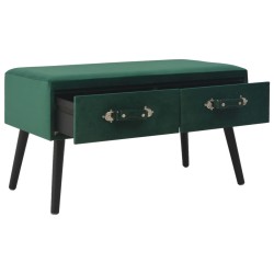 vidaXL Banco con cajones terciopelo verde 80 cm