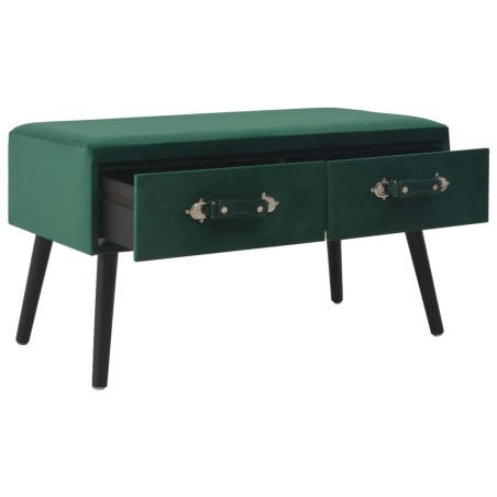vidaXL Banco con cajones terciopelo verde 80 cm