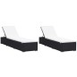 vidaXL Tumbonas con cojines 2 uds ratán sintético negro vidaXL Tumbonas con cojines 2 uds ratán sintético negro