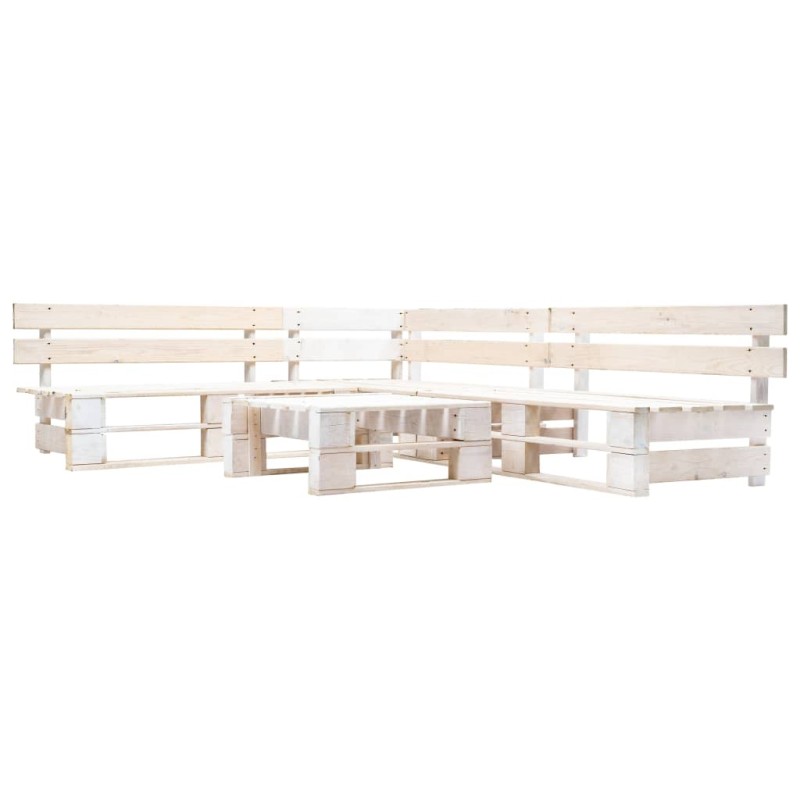 vidaXL Set de muebles de jardín de palets 4 piezas madera blanco vidaXL Set de muebles de jardín de palets 4 piezas madera blanco