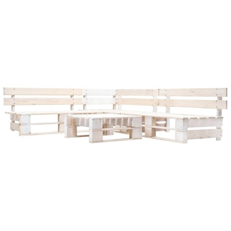 vidaXL Set de muebles de jardín de palets 4 piezas madera blanco