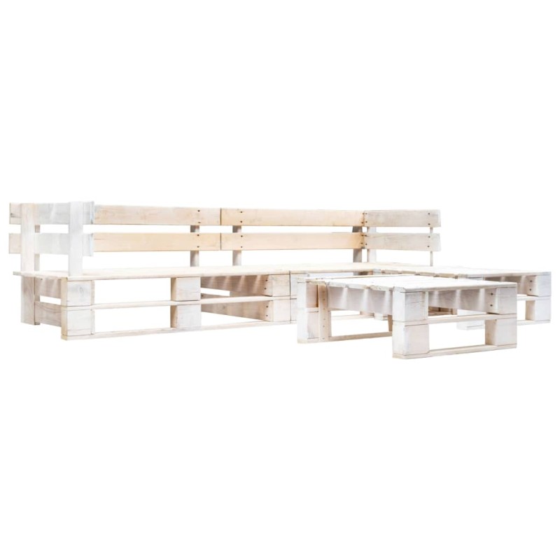 vidaXL Set de muebles de palés para jardín 4 piezas madera blanco vidaXL Set de muebles de palés para jardín 4 piezas madera blanco