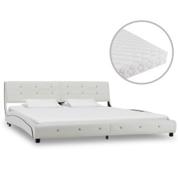 vidaXL Cama con colchón cuero sintético blanco 180x200 cm