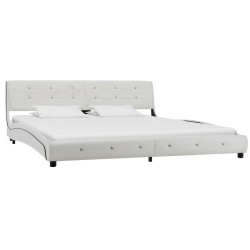 vidaXL Cama con colchón cuero sintético blanco 180x200 cm
