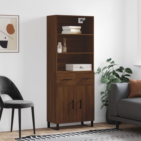 vidaXL Aparador alto madera contrachapada marrón roble 69,5x34x180 cm