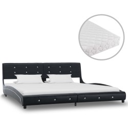 vidaXL Cama con colchón cuero sintético negro 180x200 cm