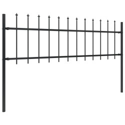 vidaXL Valla de jardín con puntas de lanza acero negro 13,6x0,6 m