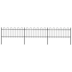 vidaXL Valla de jardín con puntas de aro acero negro 5,1x0,8 m