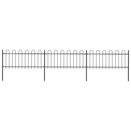 vidaXL Valla de jardín con puntas de aro acero negro 5,1x0,8 m