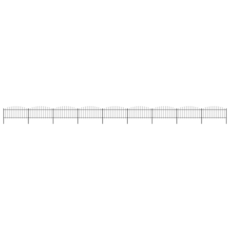 vidaXL Valla de jardín con punta de lanza acero negro (0,5-0,75)x15,3m vidaXL Valla de jardín con punta de lanza acero negro (0,5-0,75)x15,3m