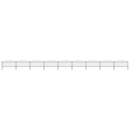 vidaXL Valla de jardín con punta de lanza acero negro (0,5-0,75)x15,3m
